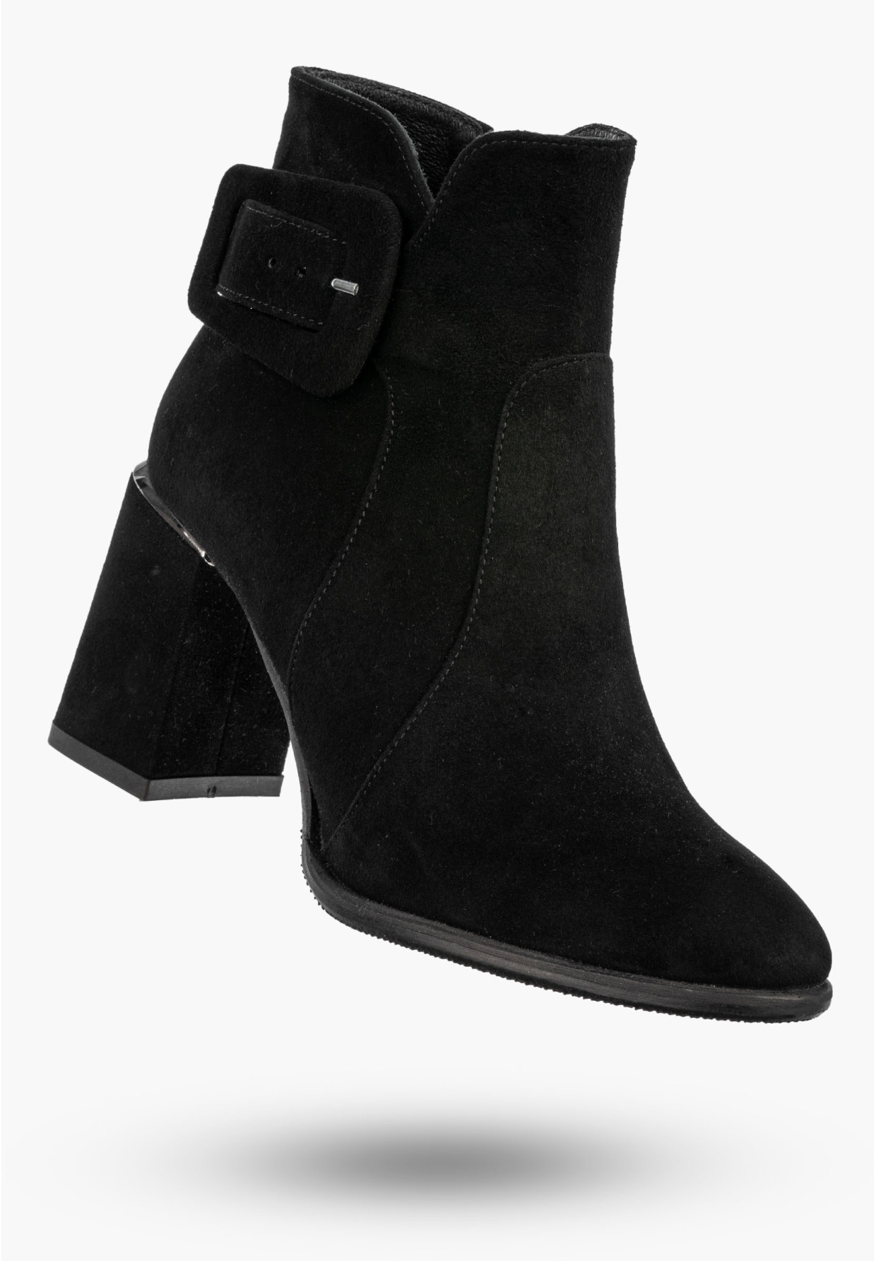 Botki Damskie Skórzane Eleganckie Buty Na Obcasie Modne Czarne NOBO J0440-20