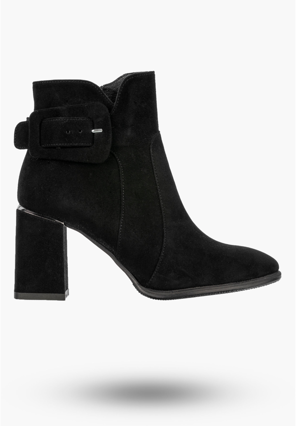 Botki Damskie Skórzane Eleganckie Buty Na Obcasie Modne Czarne NOBO J0440-20