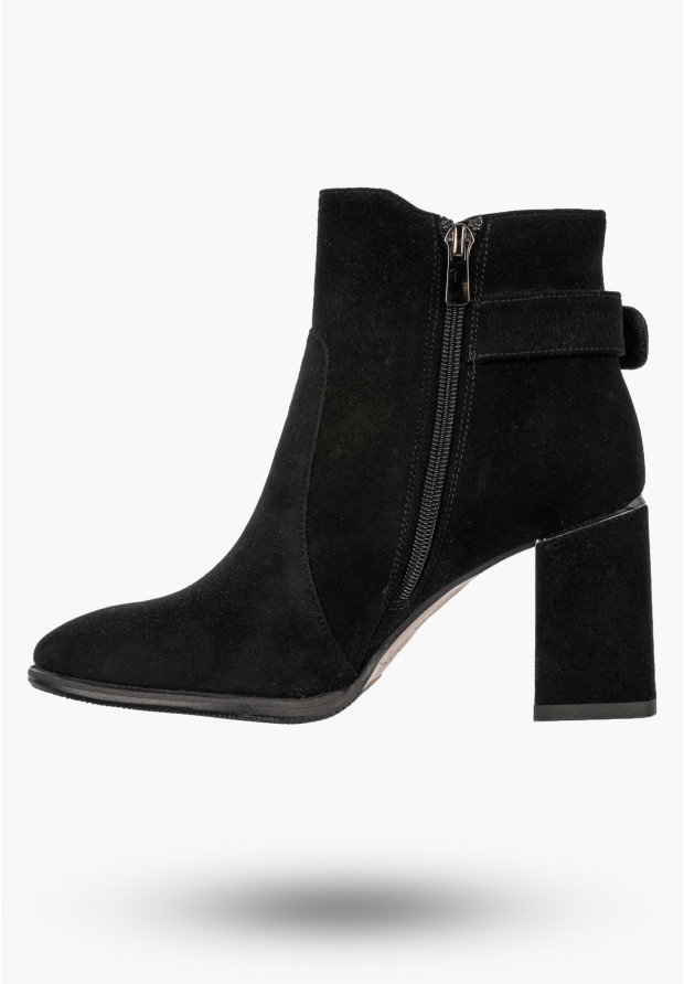 Botki Damskie Skórzane Eleganckie Buty Na Obcasie Modne Czarne NOBO J0440-20