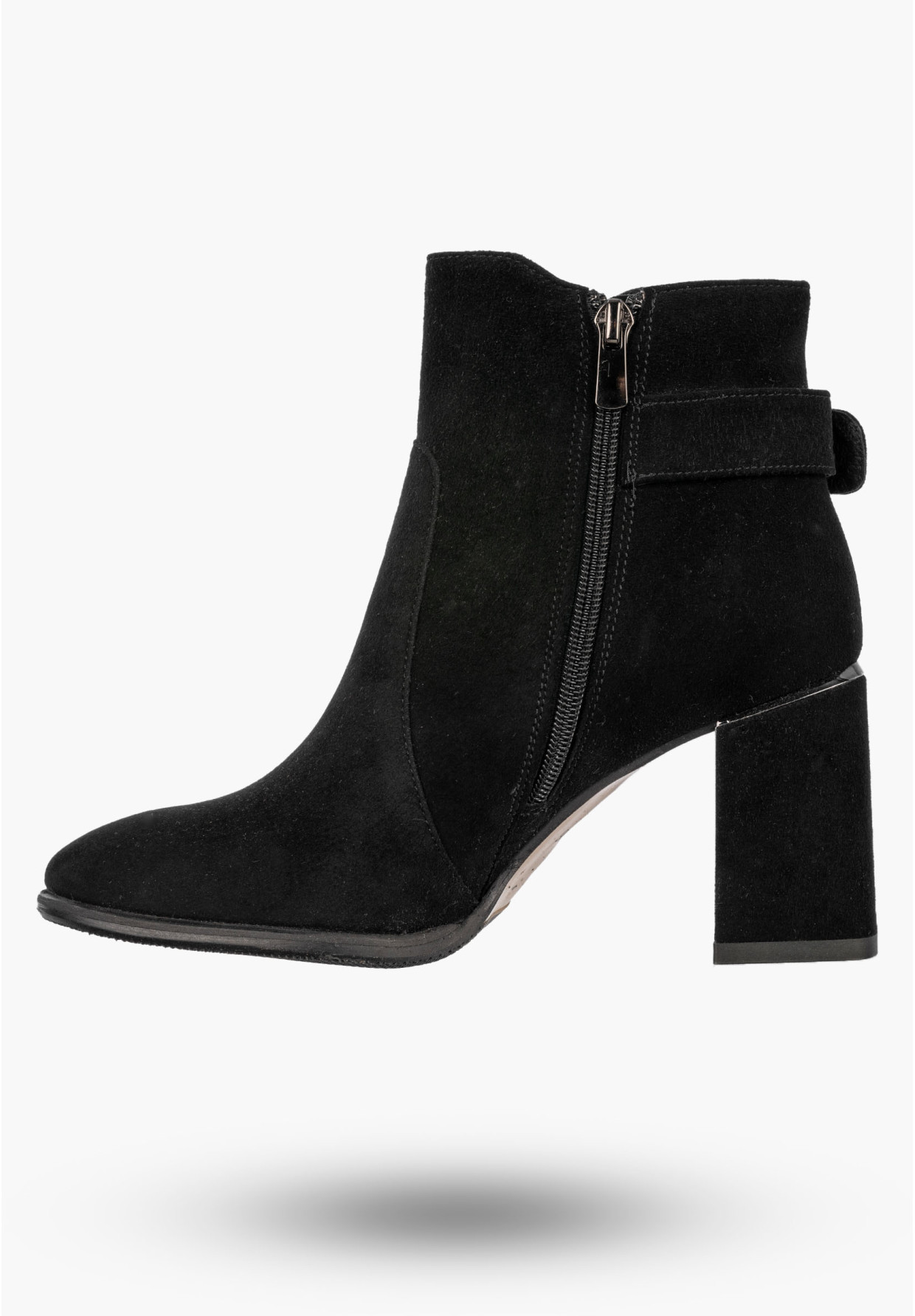 Botki Damskie Skórzane Eleganckie Buty Na Obcasie Modne Czarne NOBO J0440-20