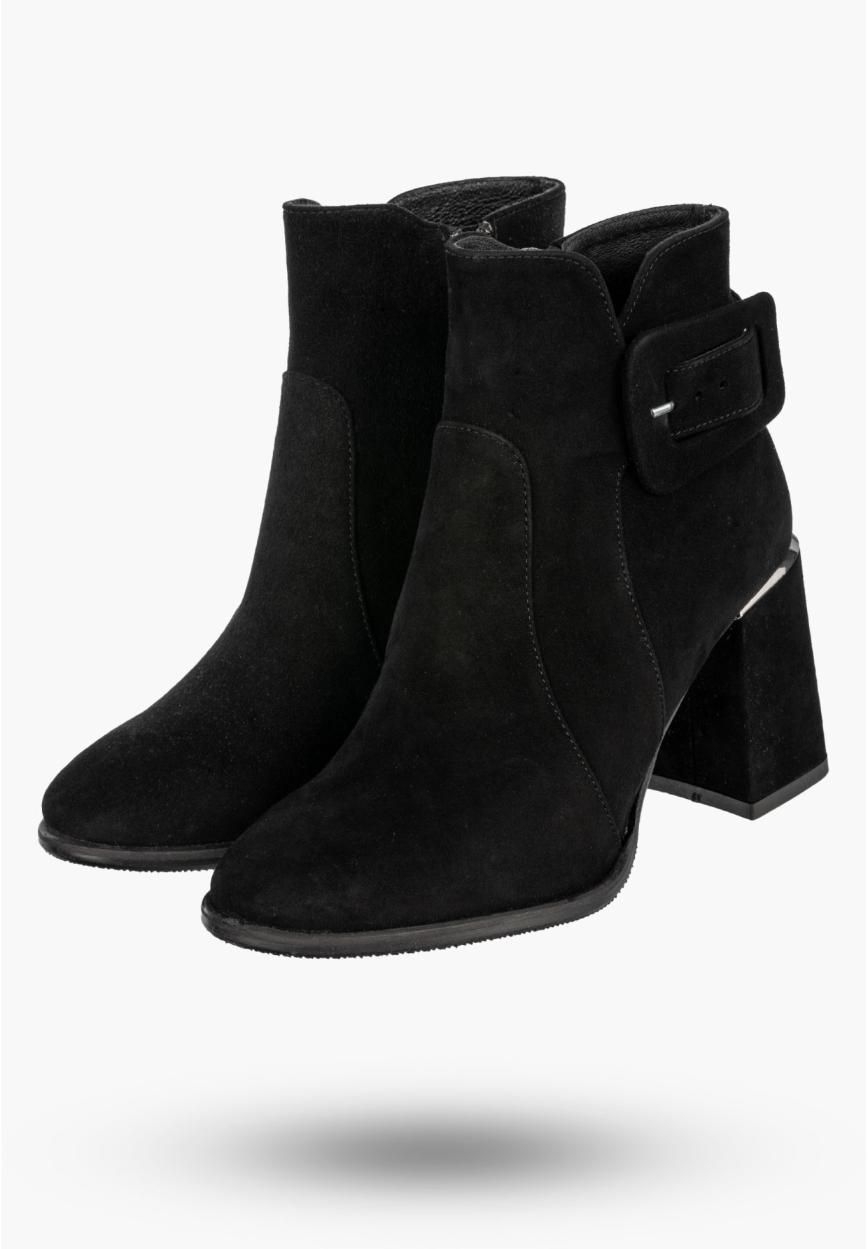 Botki Damskie Skórzane Eleganckie Buty Na Obcasie Modne Czarne NOBO J0440-20