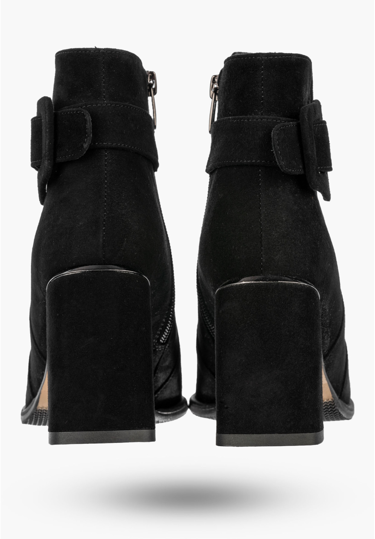 Botki Damskie Skórzane Eleganckie Buty Na Obcasie Modne Czarne NOBO J0440-20