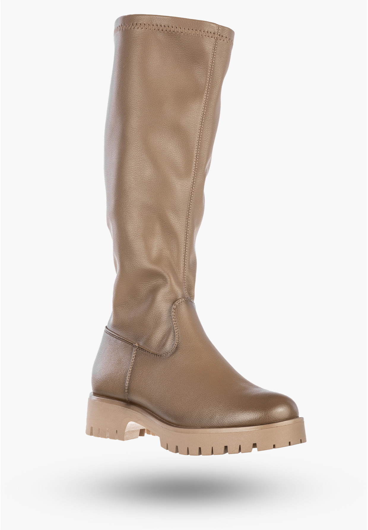 Kozaki Damskie Ekoskóra Buty Zimowe Ocieplane Klasyczne Khaki Potocki 25-12729KH