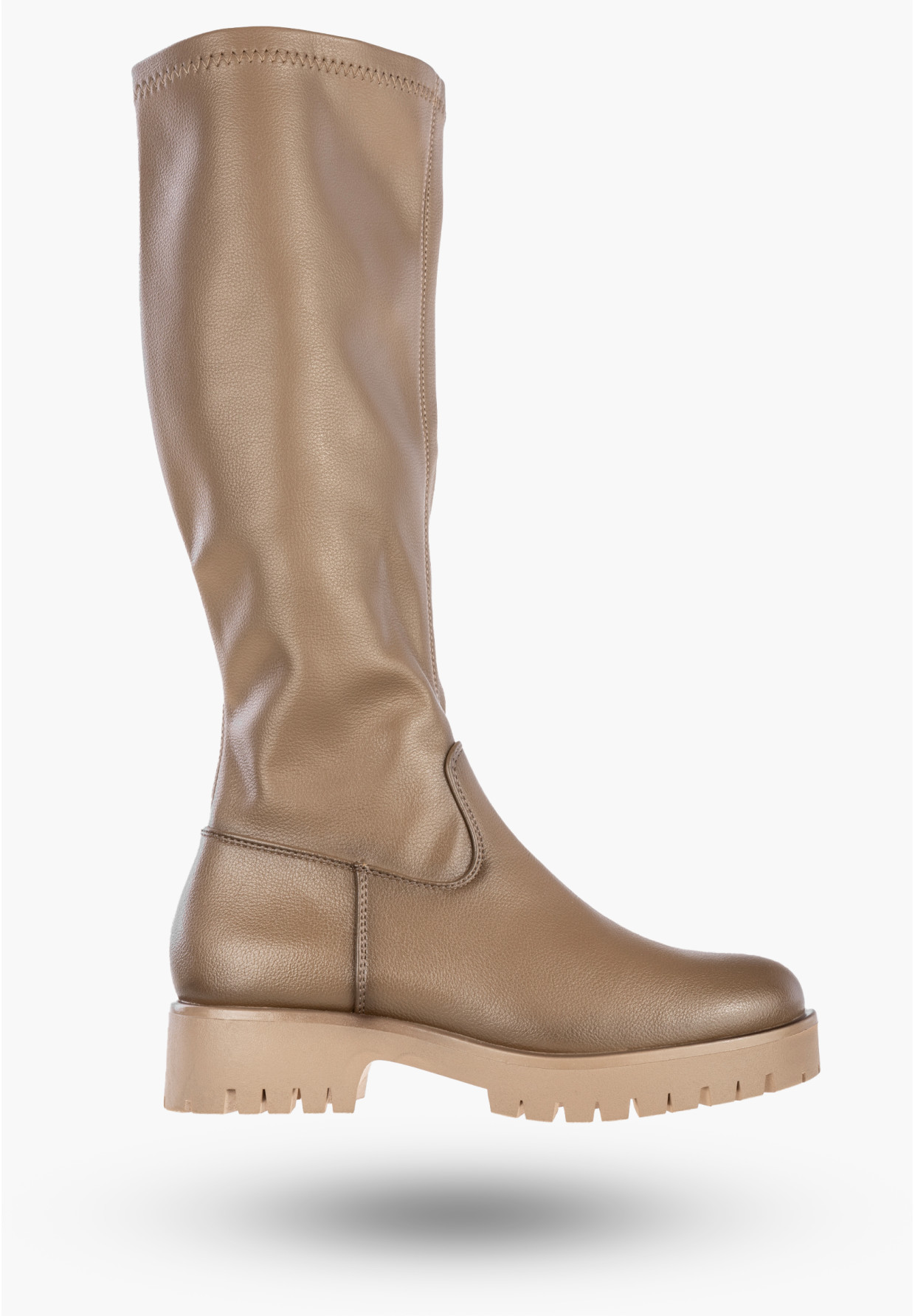 Kozaki Damskie Ekoskóra Buty Zimowe Ocieplane Klasyczne Khaki Potocki 25-12729KH