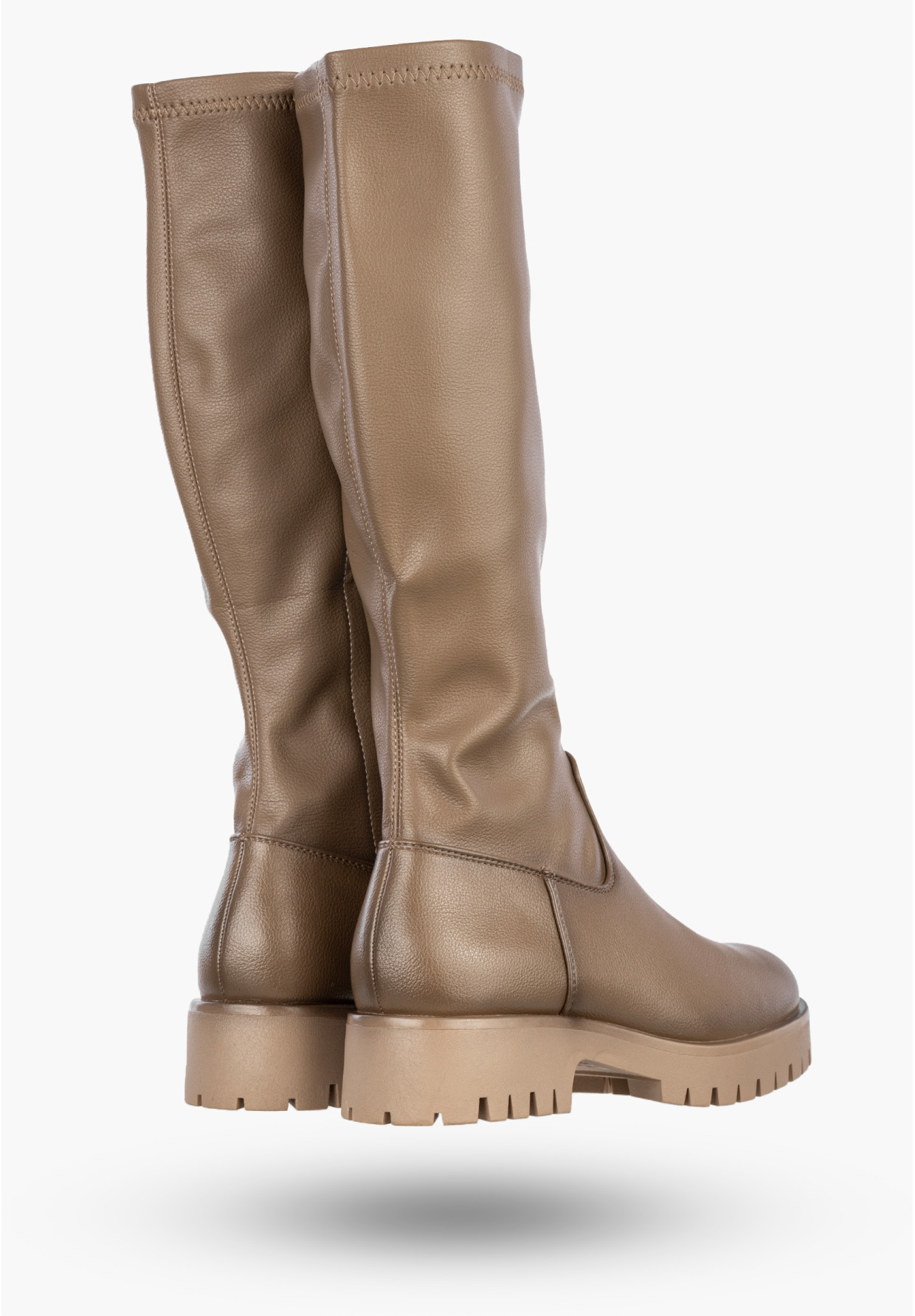 Kozaki Damskie Ekoskóra Buty Zimowe Ocieplane Klasyczne Khaki Potocki 25-12729KH