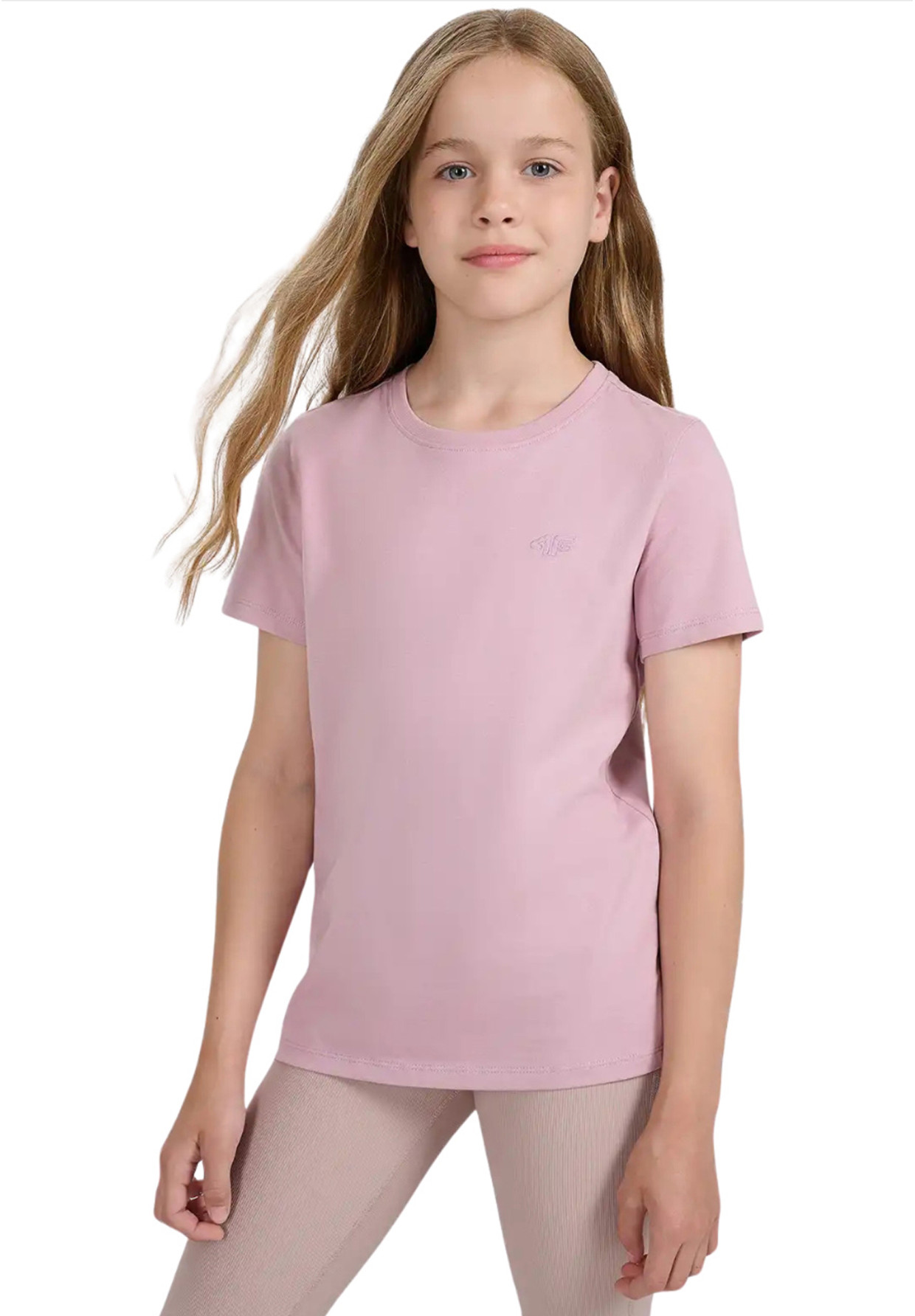 Koszulka Dziewczęca 4F T-shirt Bawełna Jasny Róż 4FJWAW25TTSHF2397