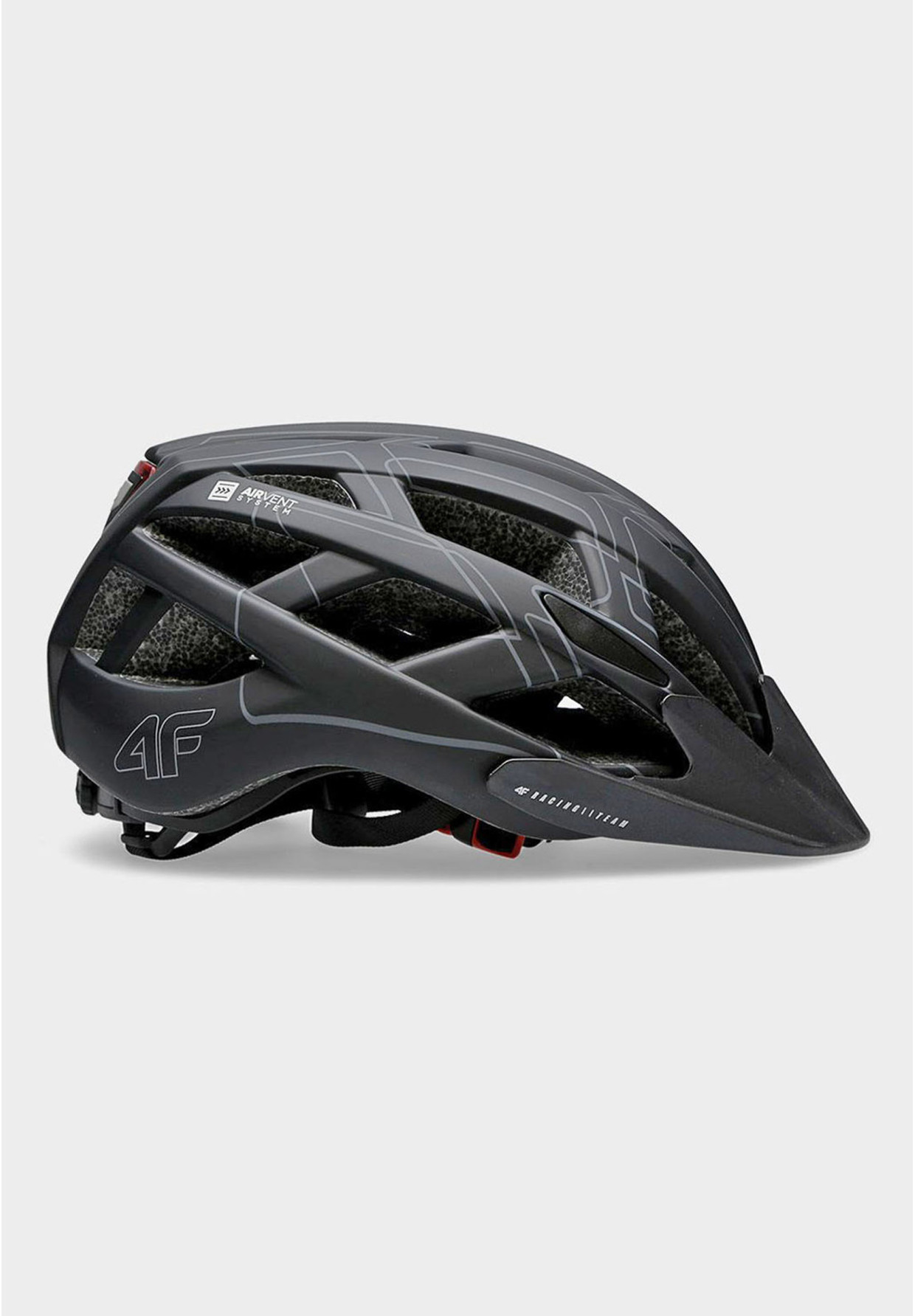 Kask Rowerowy 4F Sportowy z Lampką LED Czarny H4L22-KSR002