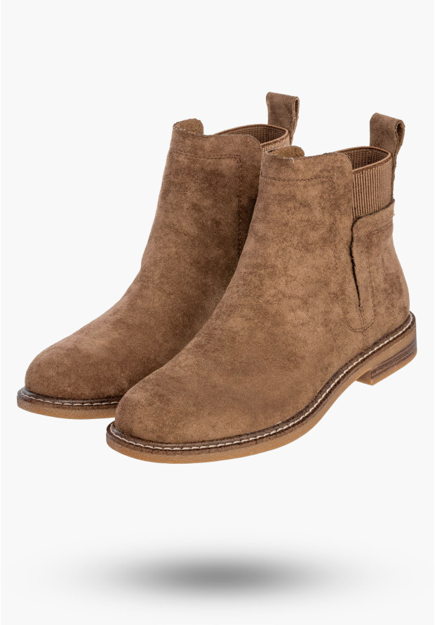 Botki Damskie Na Obcasie Wsuwane Buty Khaki Lekkie Eko A2902-63