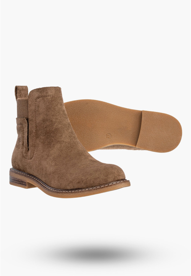 Botki Damskie Na Obcasie Wsuwane Buty Khaki Lekkie Eko A2902-63