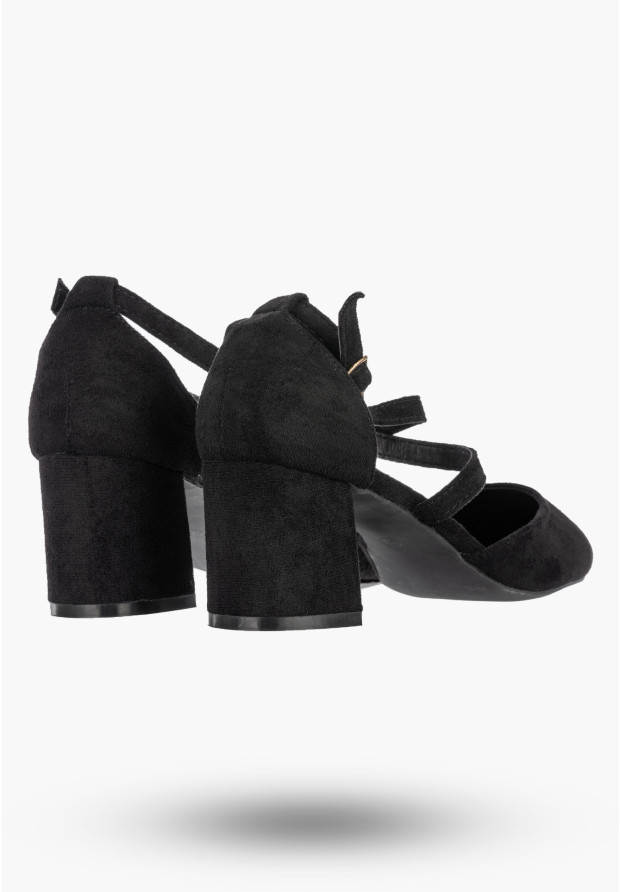 Czółenka Damskie Buty Na Słupku Skórzana Wkładka Eleganckie Czarne G2G LEI556-A