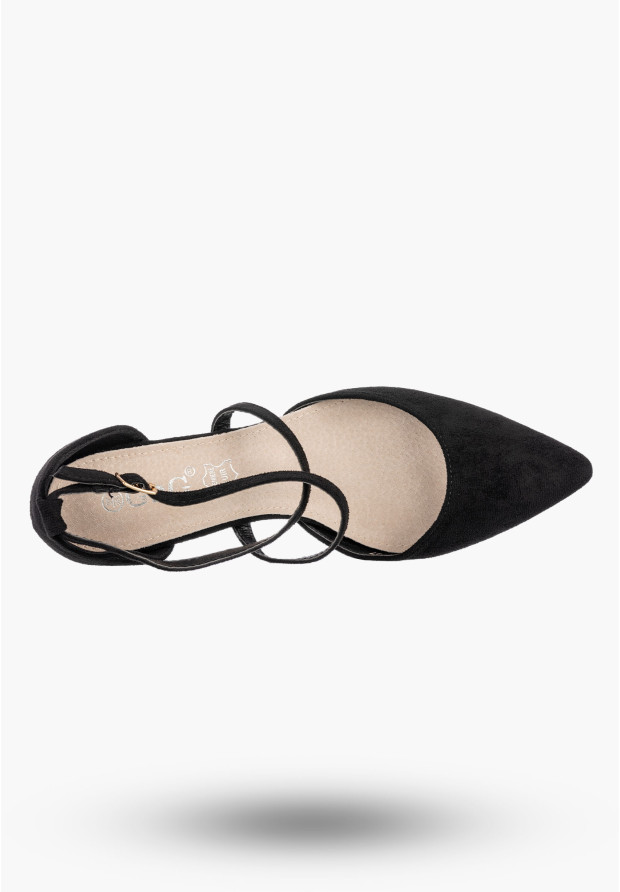 Czółenka Damskie Buty Na Słupku Skórzana Wkładka Eleganckie Czarne G2G LEI556-A