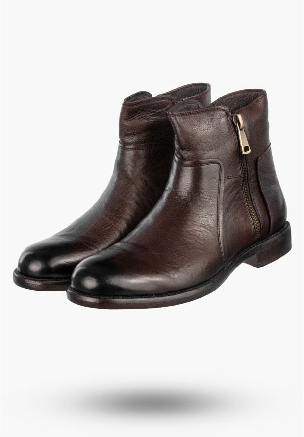 Buty Męskie JOHN DOUBARE Skórzane Botki Trzewiki Brązowe 162B-01D32R