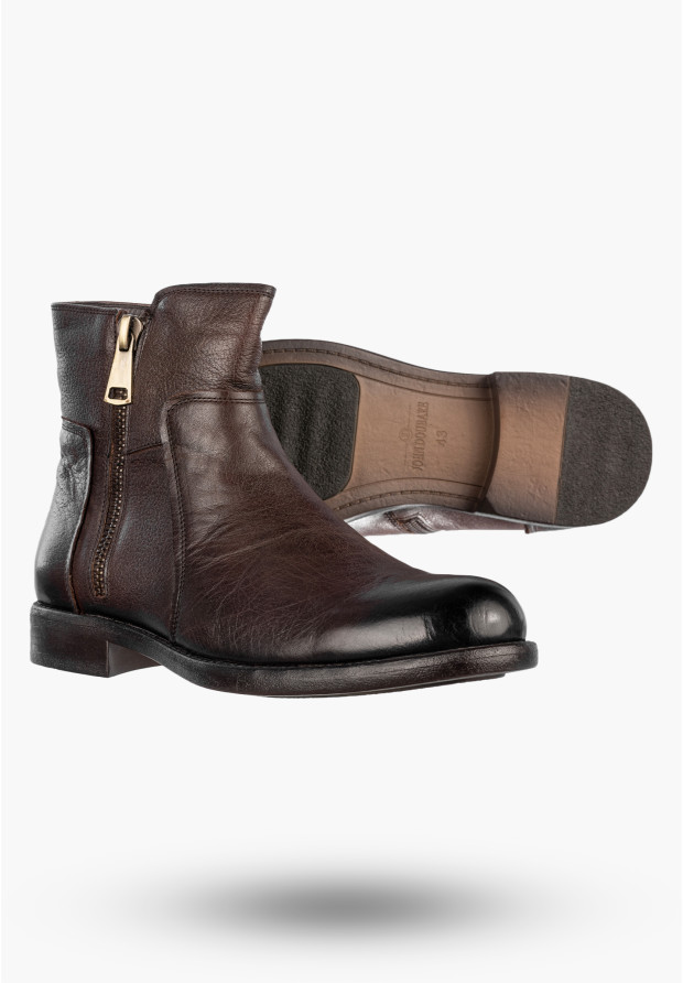 Buty Męskie JOHN DOUBARE Skórzane Botki Trzewiki Brązowe 162B-01D32R