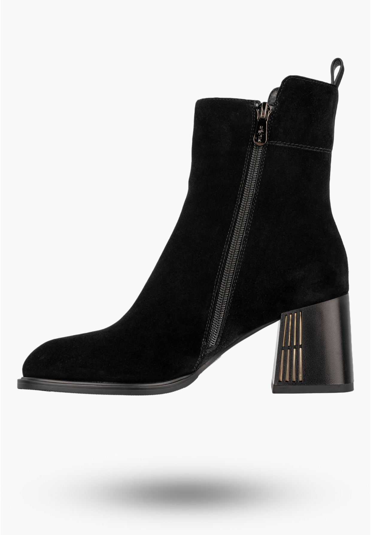 Botki Damskie Skórzane Na Obcasie Eleganckie Ocieplane Czarne DBT7217/25BK