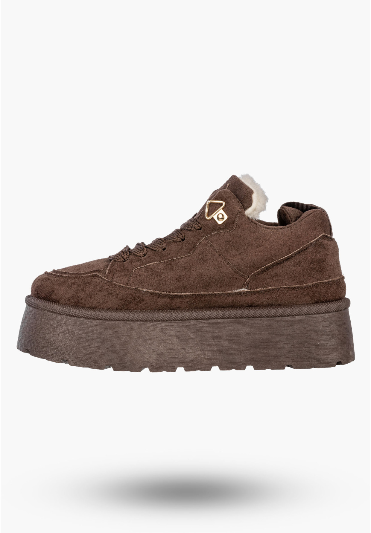 Sneakersy Damskie Ekozamsz Ocieplane Zimowe Na Platformie Brązowe MSMG HY876-1