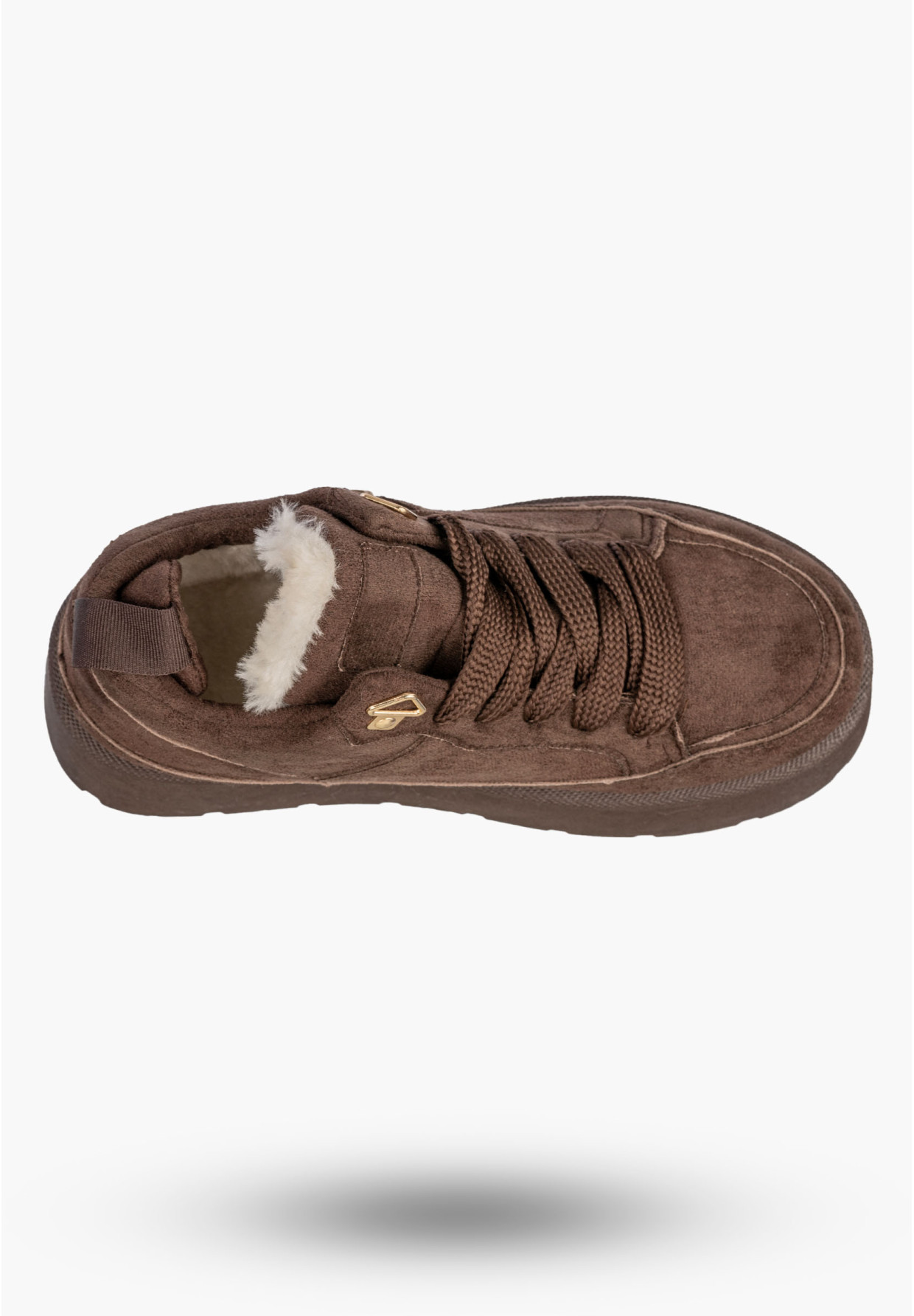 Sneakersy Damskie Ekozamsz Ocieplane Zimowe Na Platformie Brązowe MSMG HY876-1