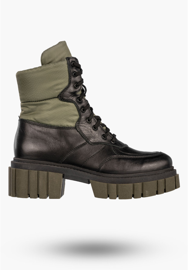 Botki Damskie Skórzane Buty Trapery Workery Zimowe Czarne Simen 5237A