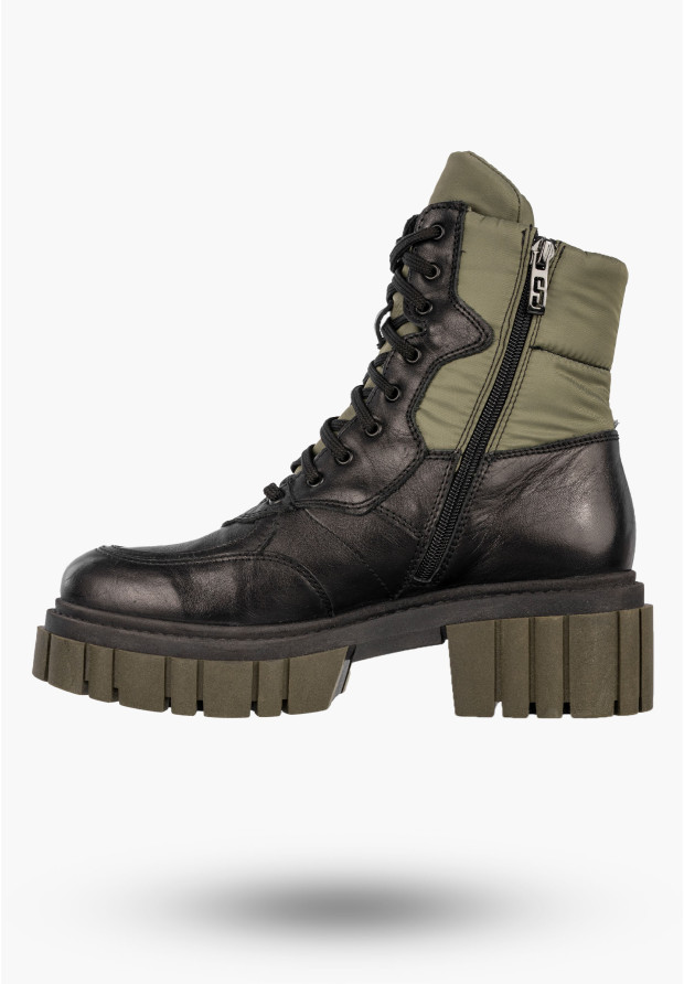Botki Damskie Skórzane Buty Trapery Workery Zimowe Czarne Simen 5237A