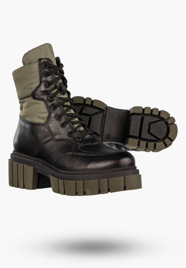 Botki Damskie Skórzane Buty Trapery Workery Zimowe Czarne Simen 5237A