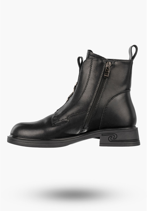 Botki Damskie Skórzane Buty Na Zimę Ocieplane Klasyczne Czarne Cambell 24-60309BK