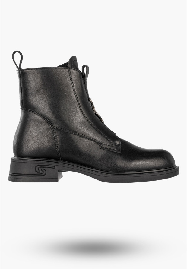 Botki Damskie Skórzane Buty Na Zimę Ocieplane Klasyczne Czarne Cambell 24-60309BK