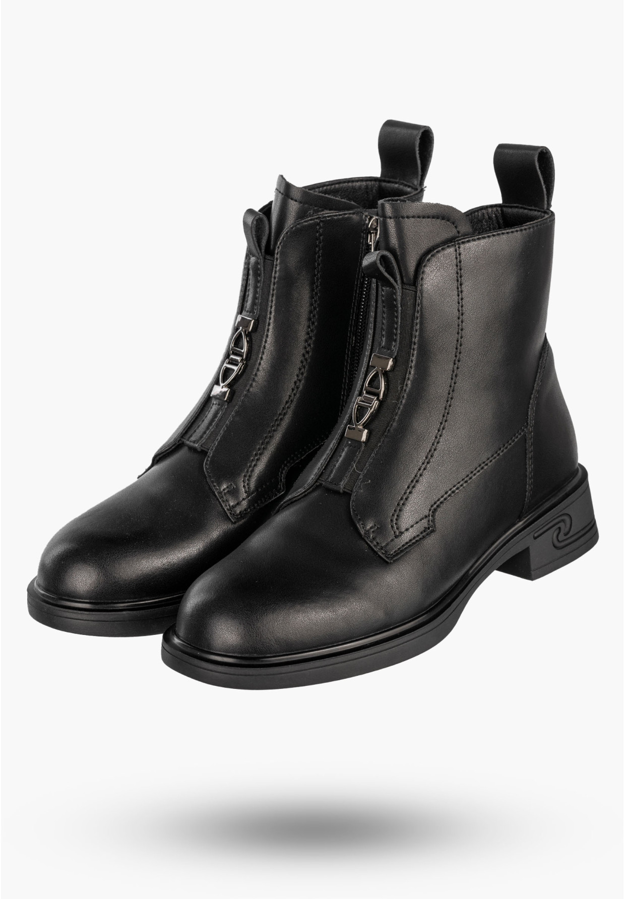Botki Damskie Skórzane Buty Na Zimę Ocieplane Klasyczne Czarne Cambell 24-60309BK