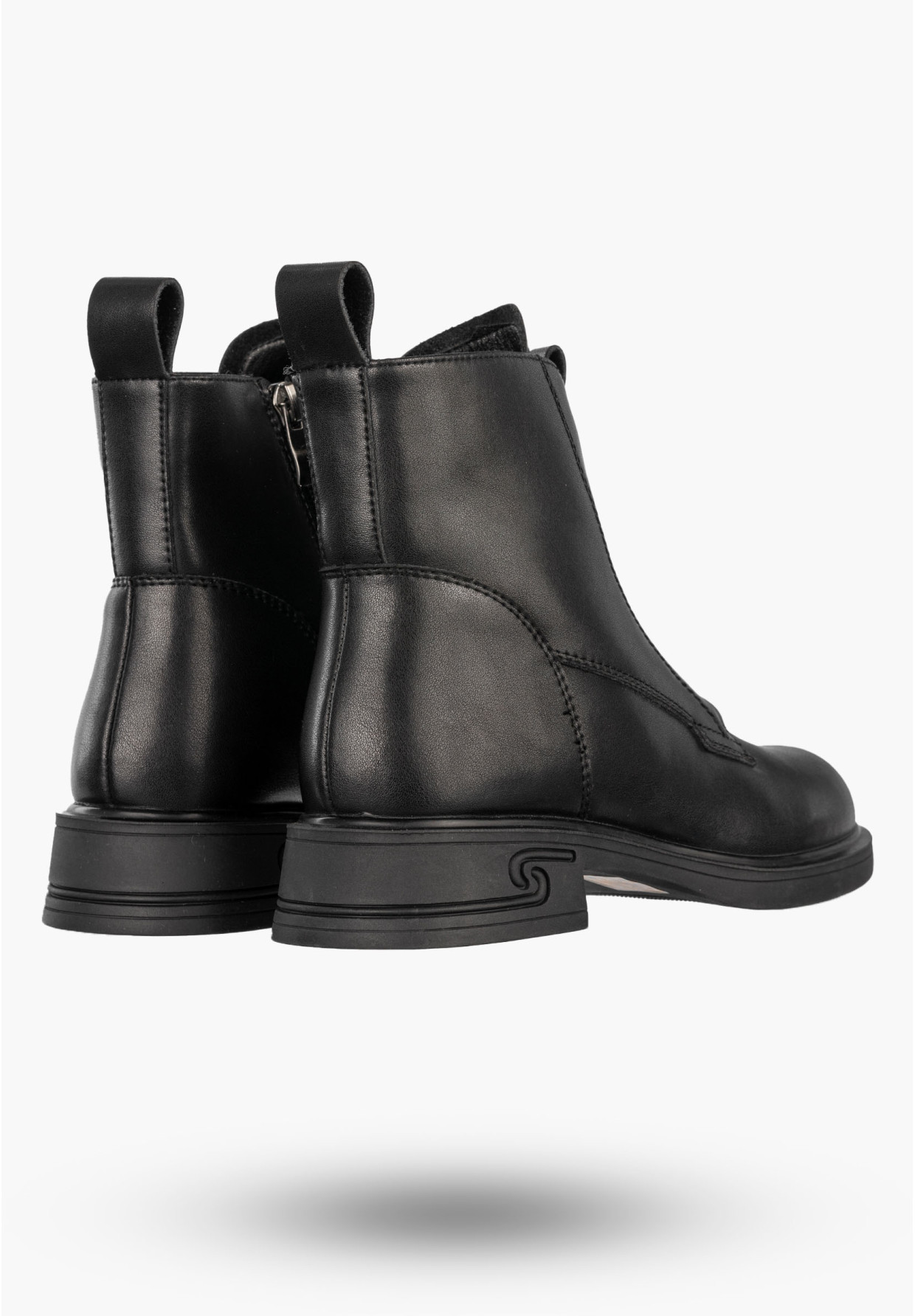 Botki Damskie Skórzane Buty Na Zimę Ocieplane Klasyczne Czarne Cambell 24-60309BK