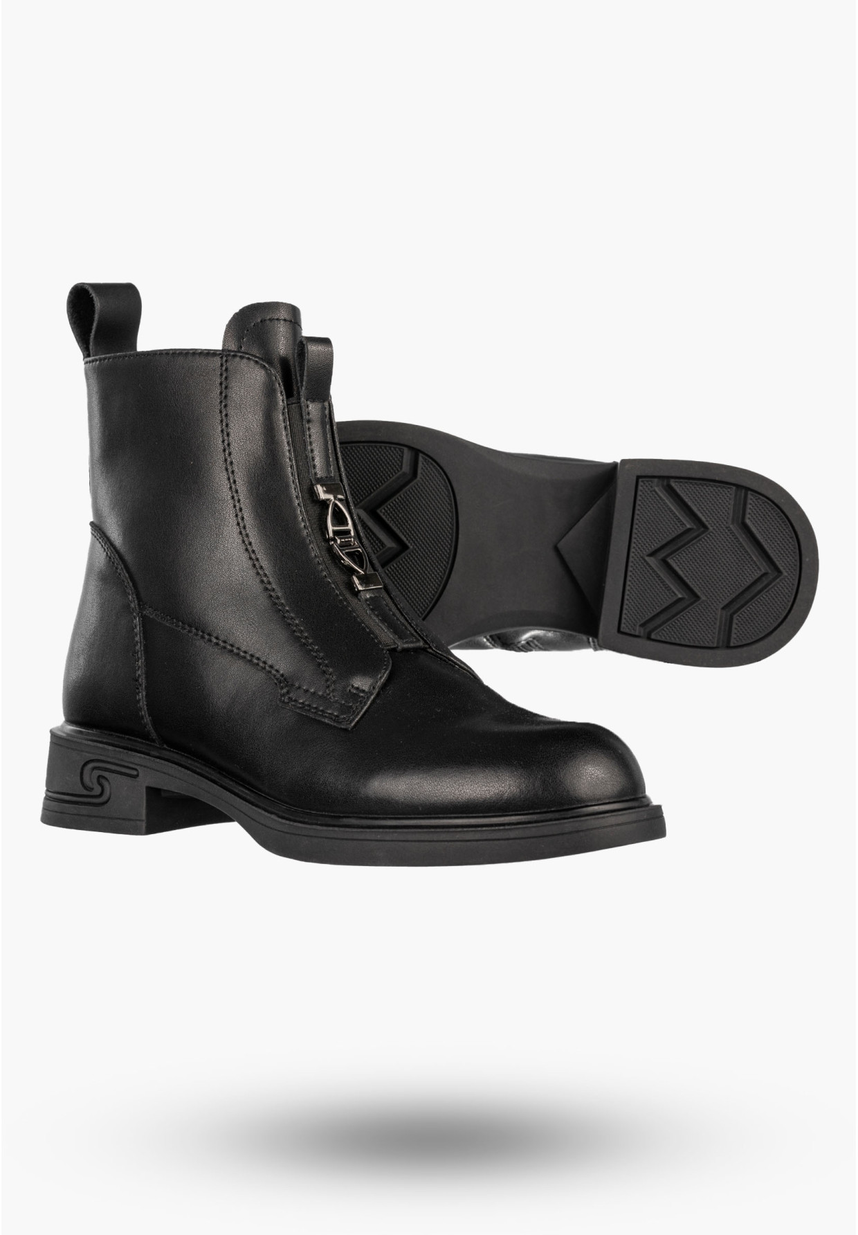 Botki Damskie Skórzane Buty Na Zimę Ocieplane Klasyczne Czarne Cambell 24-60309BK