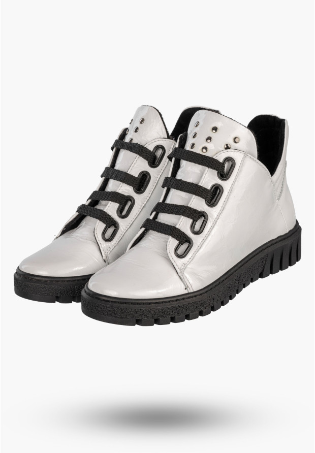 Botki Damskie Skórzane Buty Na Zimę Trzewiki Białe Dolce Pietro 4051-003-09-5