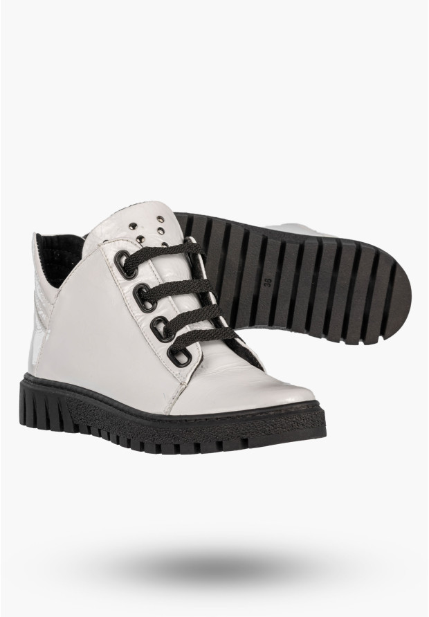 Botki Damskie Skórzane Buty Na Zimę Trzewiki Białe Dolce Pietro 4051-003-09-5