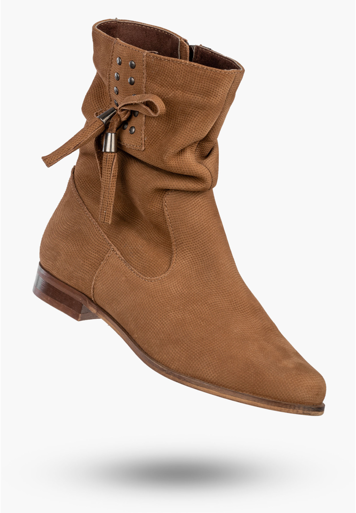 Botki Damskie Skórzane Buty Na Zimę Płaski Obcas Brązowe Dolce Pietro 4050-002-04-5