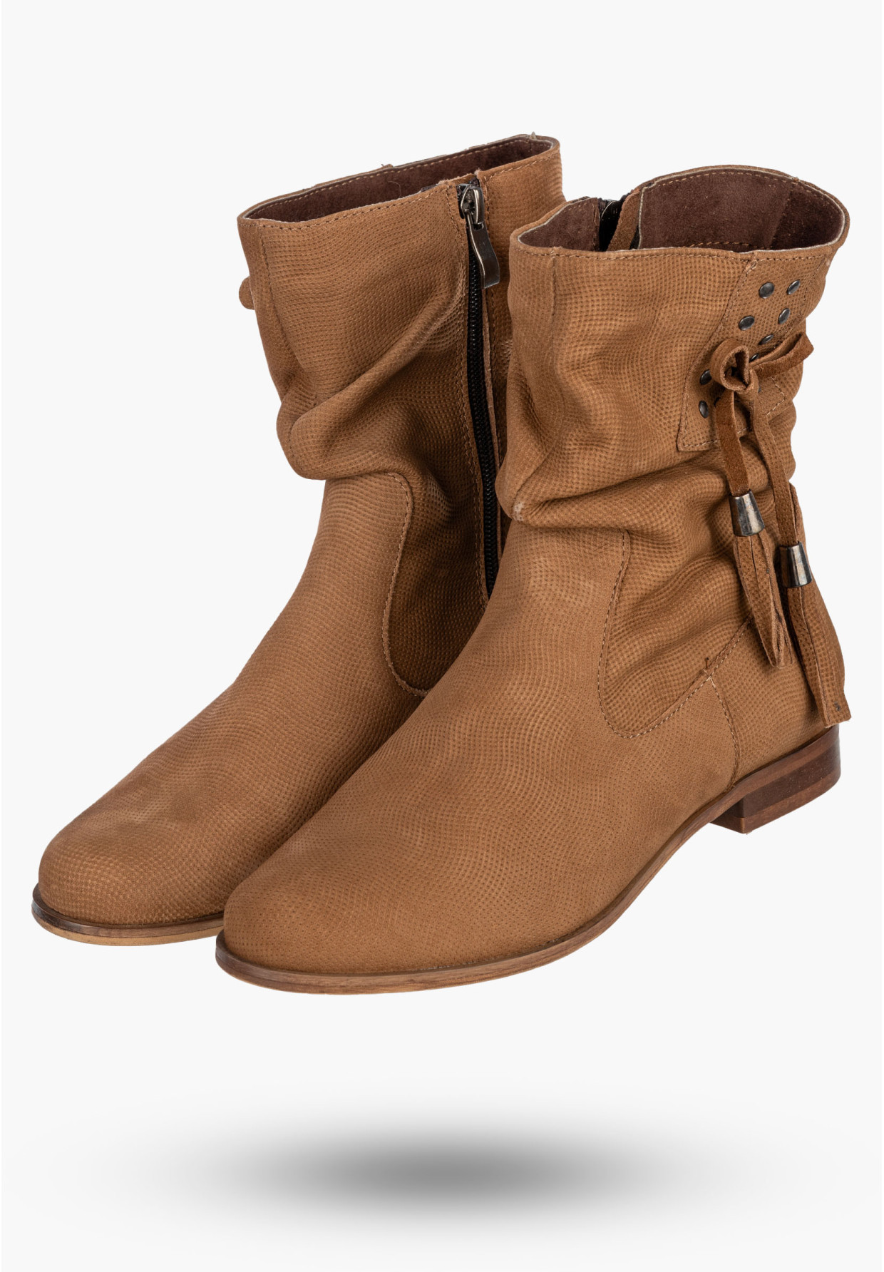 Botki Damskie Skórzane Buty Na Zimę Płaski Obcas Brązowe Dolce Pietro 4050-002-04-5