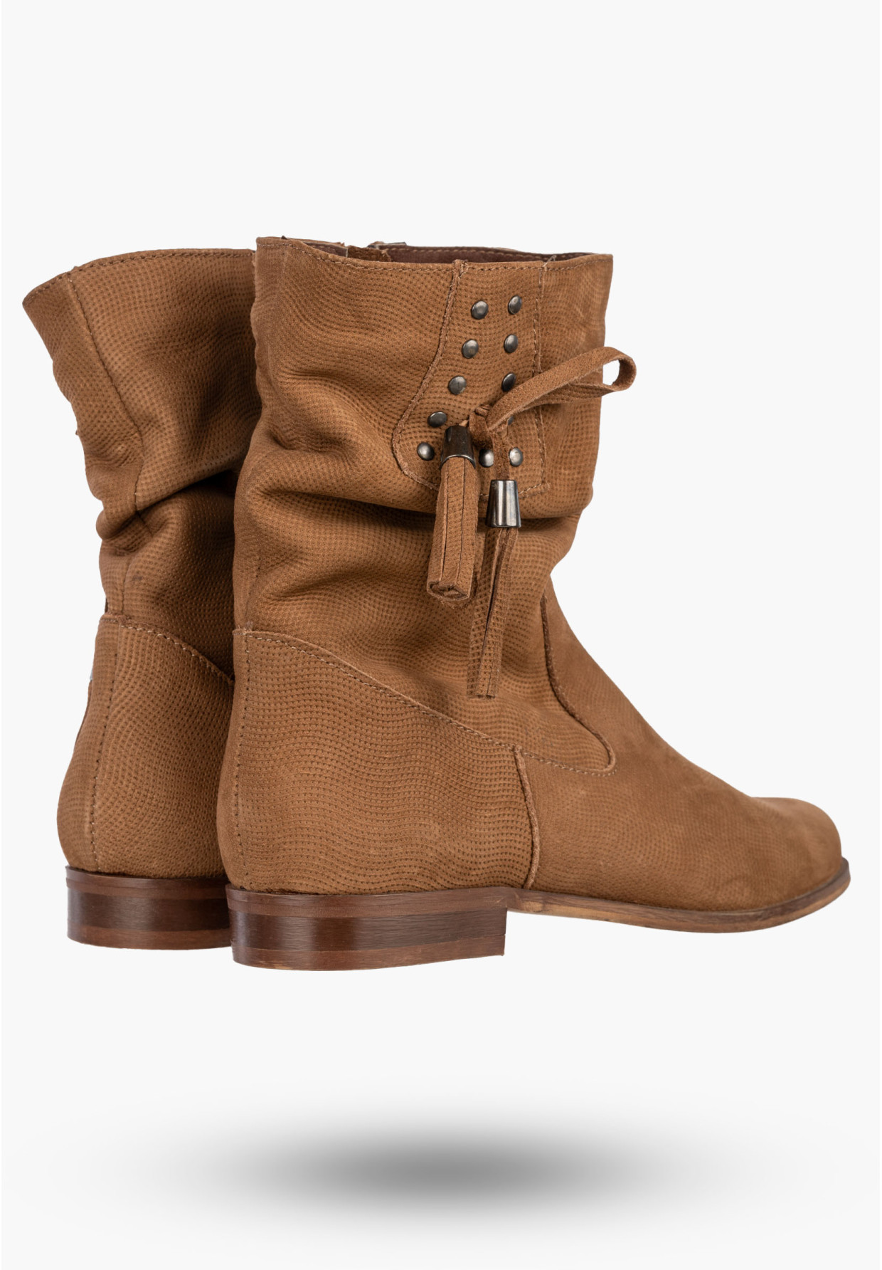 Botki Damskie Skórzane Buty Na Zimę Płaski Obcas Brązowe Dolce Pietro 4050-002-04-5