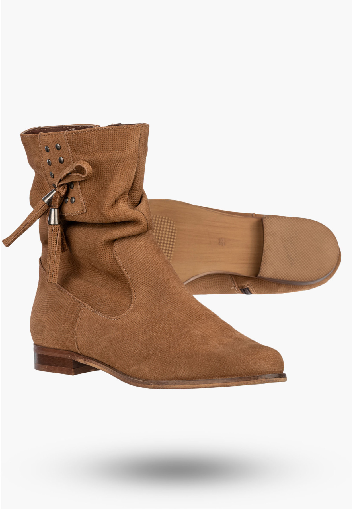 Botki Damskie Skórzane Buty Na Zimę Płaski Obcas Brązowe Dolce Pietro 4050-002-04-5