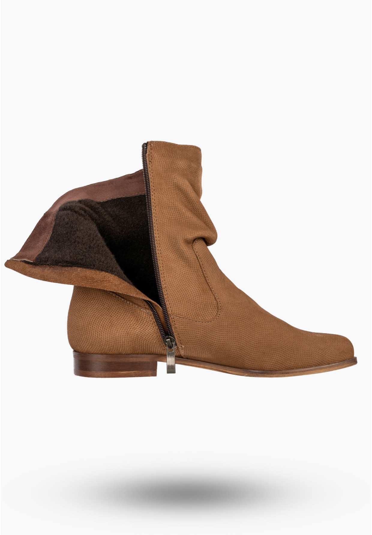 Botki Damskie Skórzane Buty Na Zimę Płaski Obcas Brązowe Dolce Pietro 4050-002-04-5