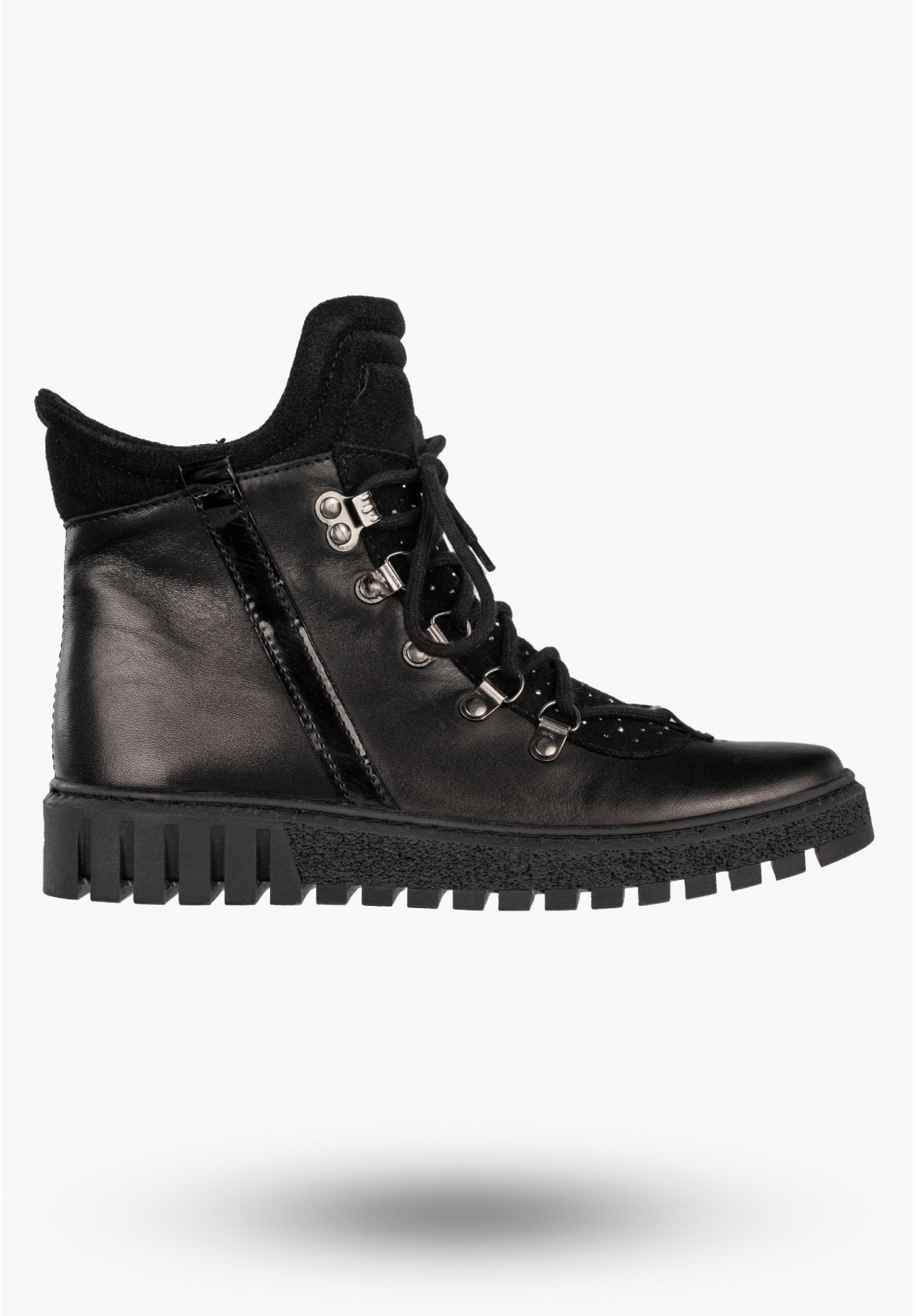 Botki Damskie Skórzane Buty Na Zimę Płaski Obcas Czarne Dolce Pietro 255-001-03-5