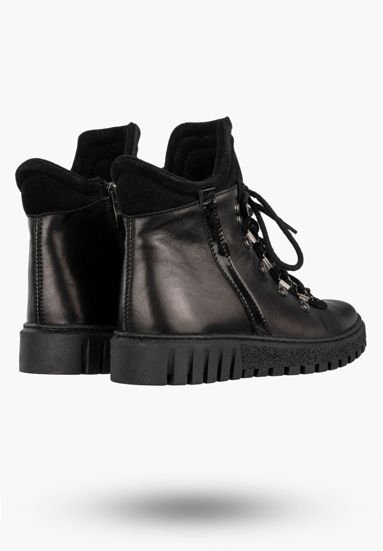 Botki Damskie Skórzane Buty Na Zimę Płaski Obcas Czarne Dolce Pietro 255-001-03-5