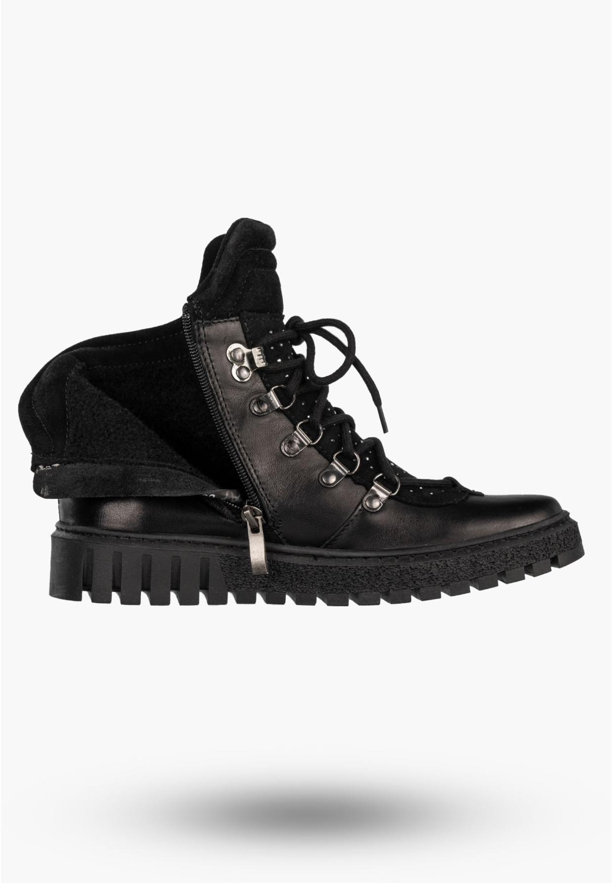Botki Damskie Skórzane Buty Na Zimę Płaski Obcas Czarne Dolce Pietro 255-001-03-5