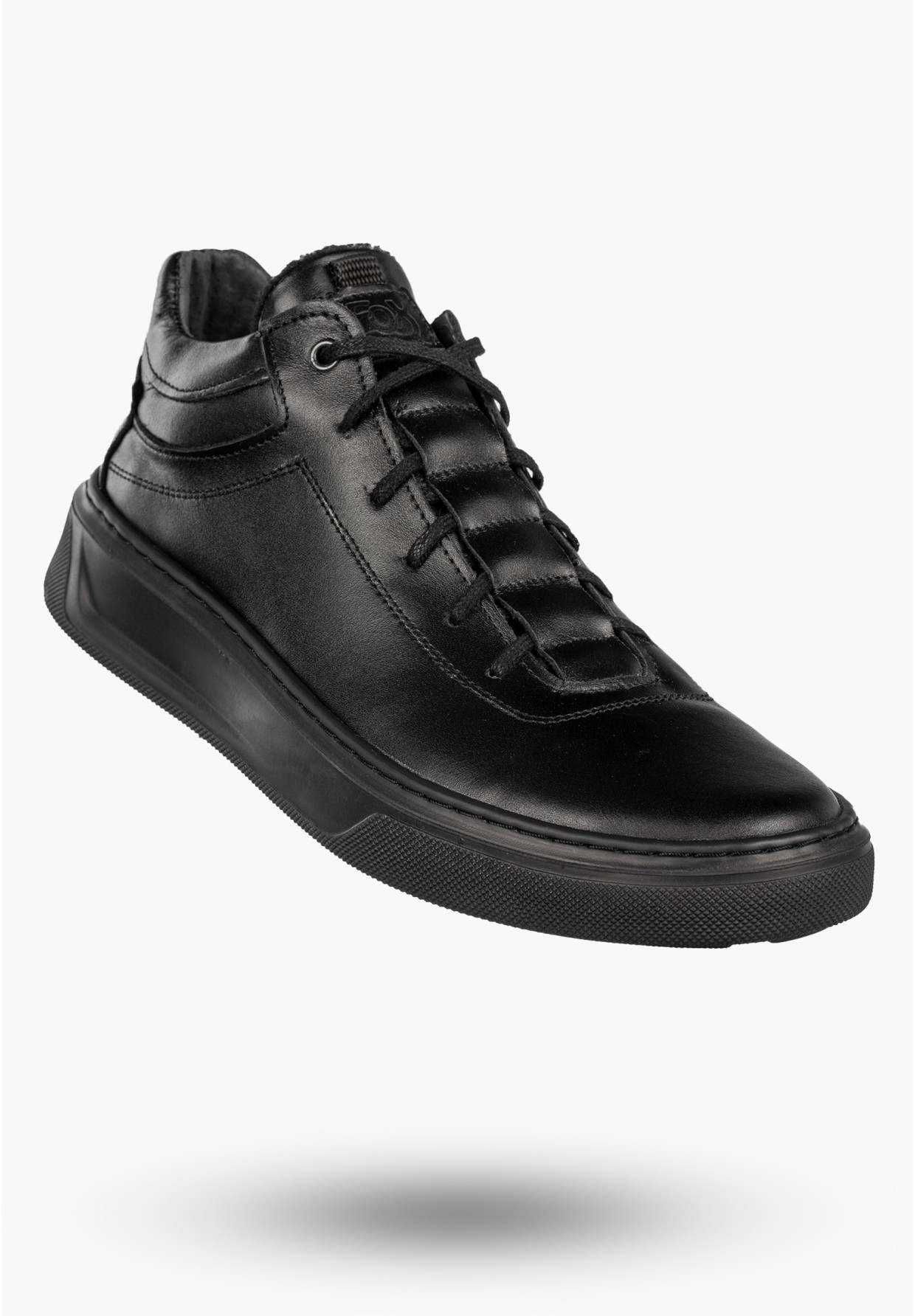 Półbuty Męskie Skórzane Buty Sneakersy Casual Czarne Fox 0456