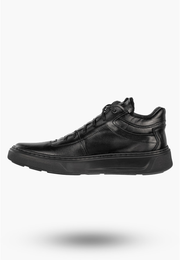 Półbuty Męskie Skórzane Buty Sneakersy Casual Czarne Fox 0456