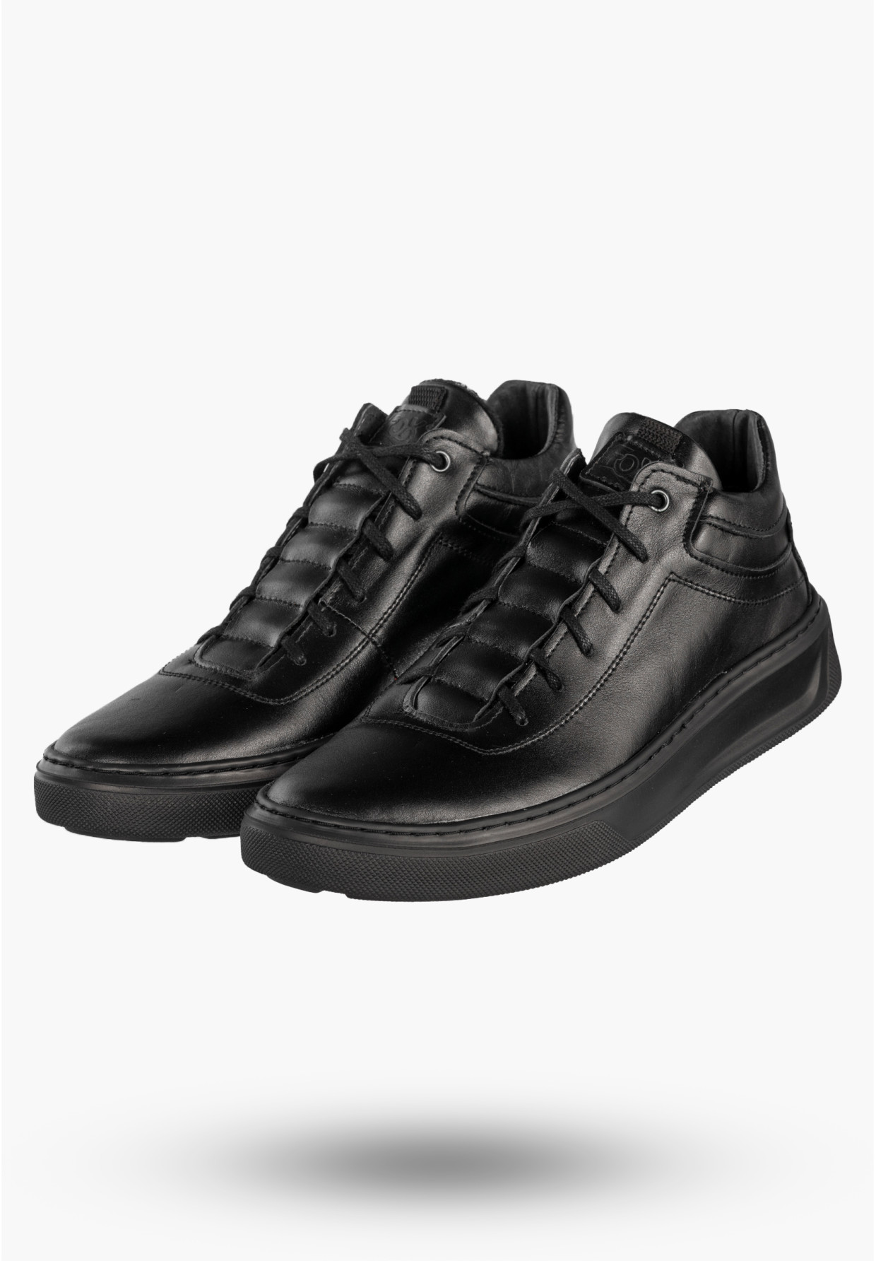 Półbuty Męskie Skórzane Buty Sneakersy Casual Czarne Fox 0456