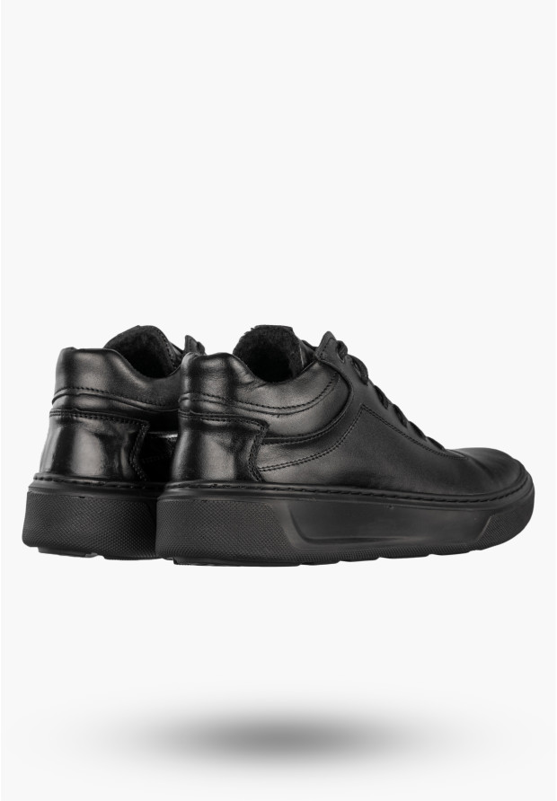 Półbuty Męskie Skórzane Buty Sneakersy Casual Czarne Fox 0456