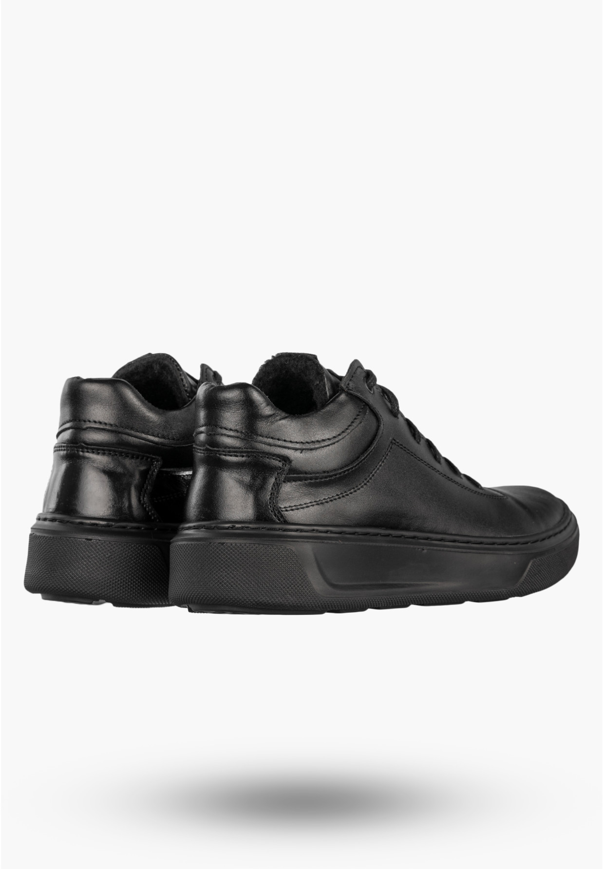 Półbuty Męskie Skórzane Buty Sneakersy Casual Czarne Fox 0456