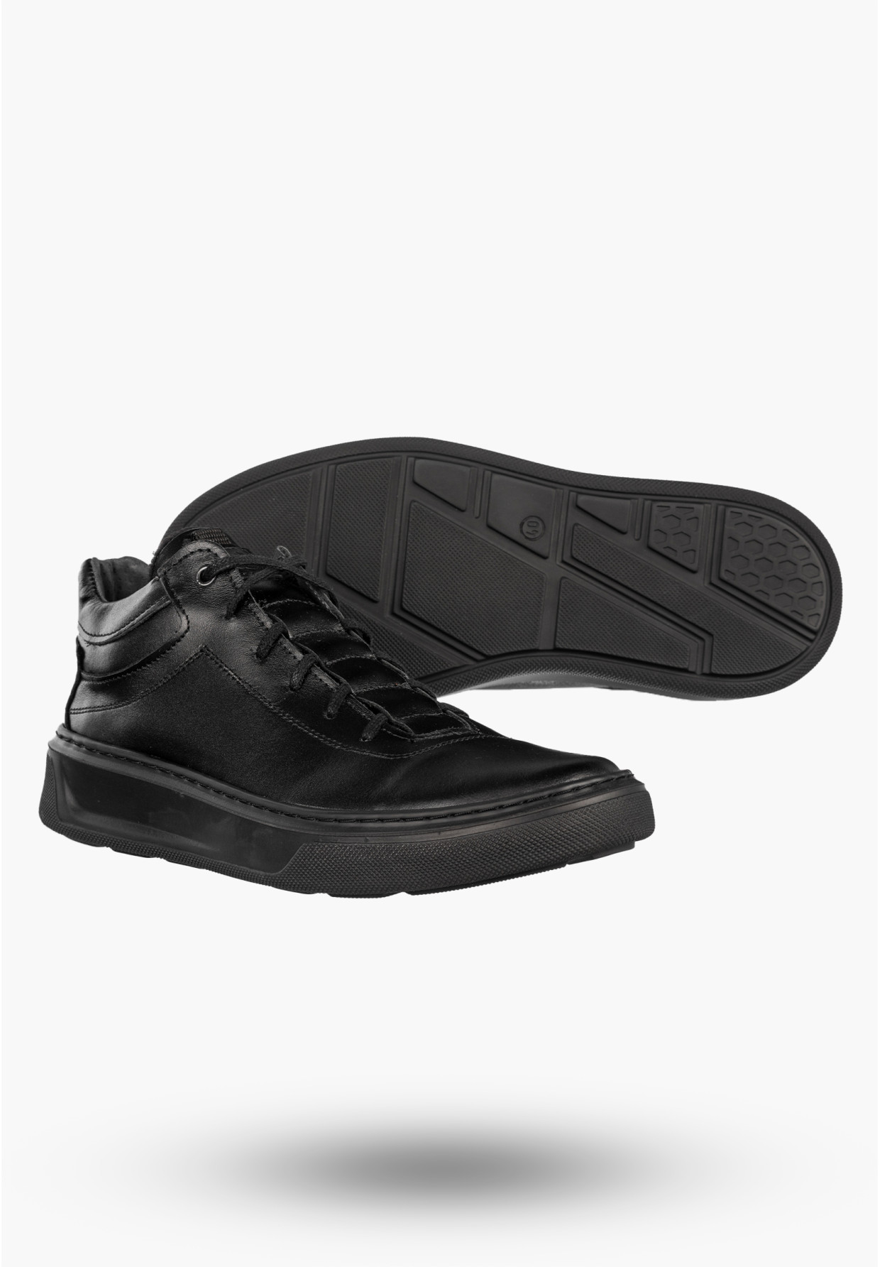 Półbuty Męskie Skórzane Buty Sneakersy Casual Czarne Fox 0456