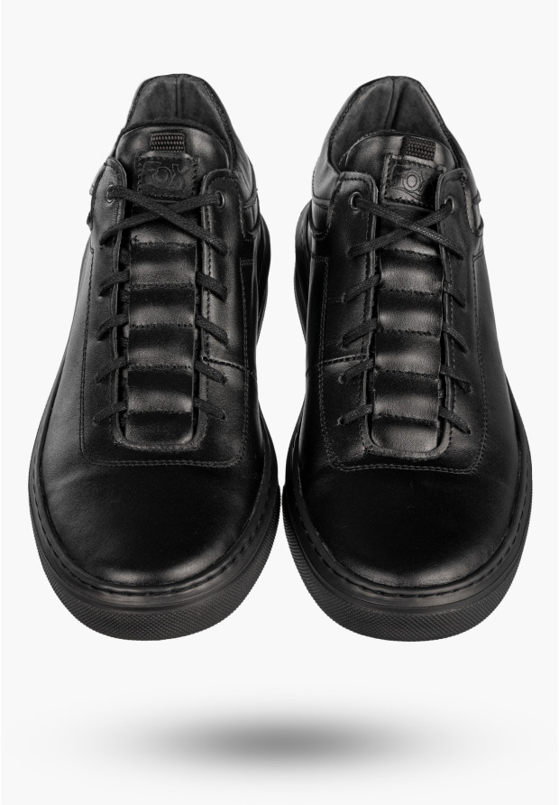 Półbuty Męskie Skórzane Buty Sneakersy Casual Czarne Fox 0456