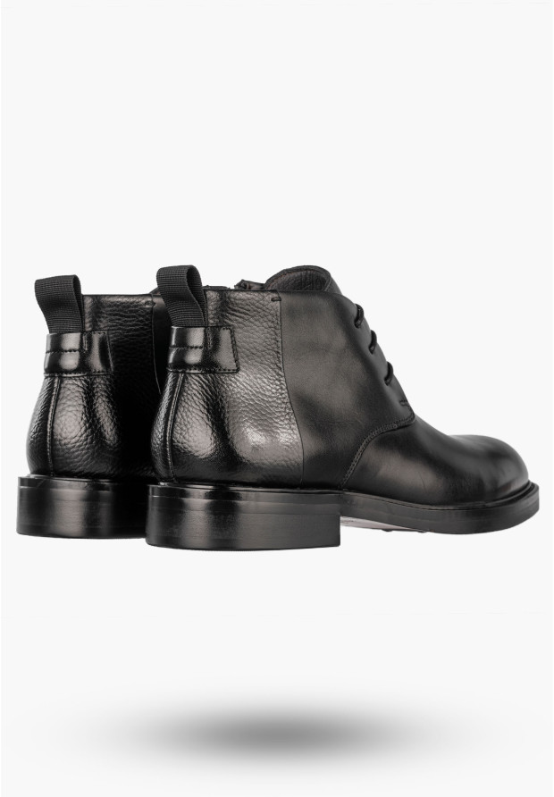 Buty Męskie JOHN DOUBARE Skórzane Botki Eleganckie Czarne H909-B205-SG3