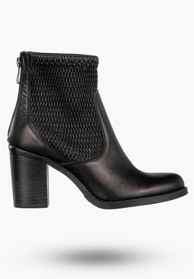 Botki Damskie Skórzane Buty Na Słupku Modne Na Zimę Czarne Darex B-137/3