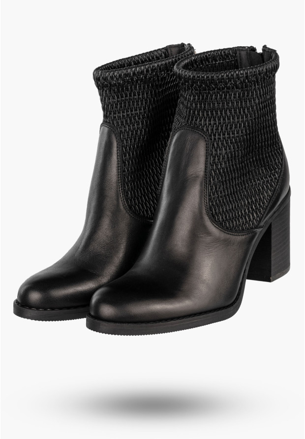 Botki Damskie Skórzane Buty Na Słupku Modne Na Zimę Czarne Darex B-137/3