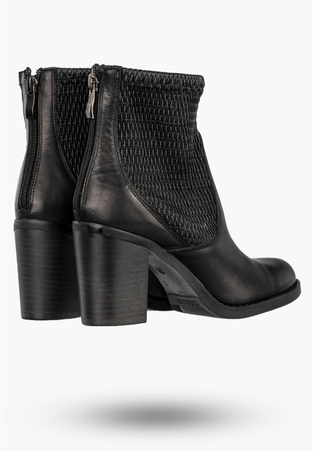 Botki Damskie Skórzane Buty Na Słupku Modne Na Zimę Czarne Darex B-137/3