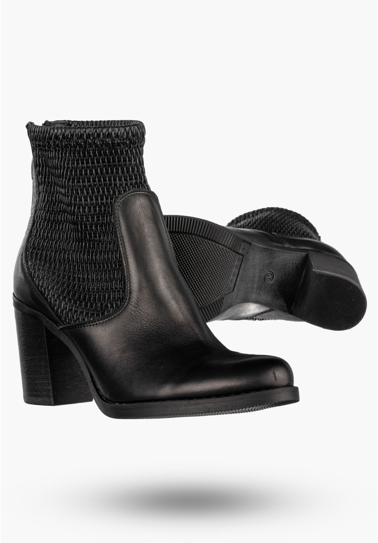 Botki Damskie Skórzane Buty Na Słupku Modne Na Zimę Czarne Darex B-137/3
